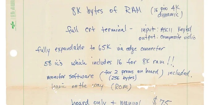 Carta de Steve Jobs subastada.